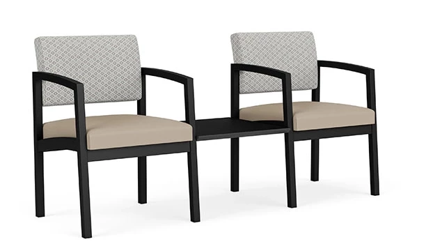 Frost Fabric Back - Concrete Vinyl Seat - Black Frame