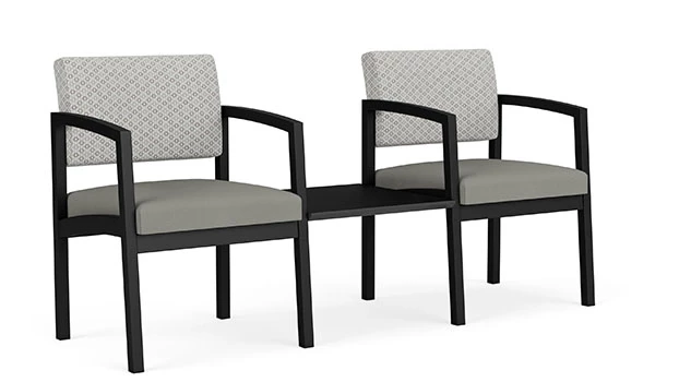 Frost Fabric Back - Dove Vinyl Seat - Black Frame