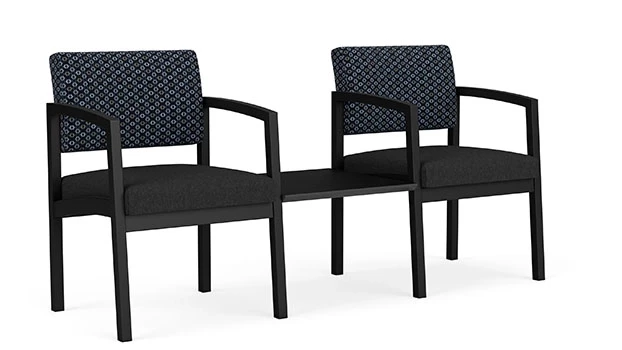 Night Sky Fabric Back - Black Vinyl Seat - Black Frame