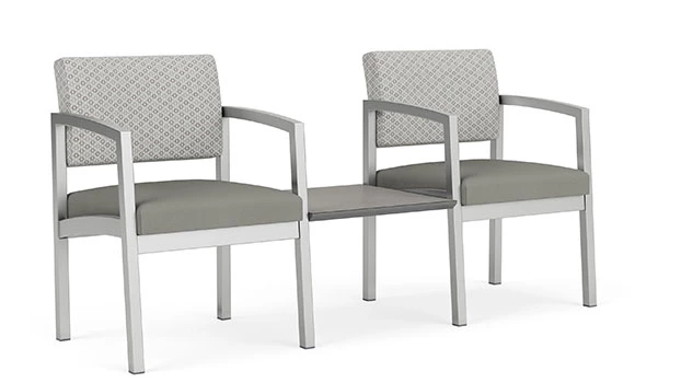 Frost Fabric Back - Dove Vinyl Seat - Silver Frame