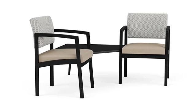 Frost Fabric Back - Concrete Vinyl Seat - Black Frame