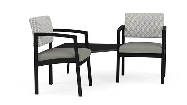 Frost Fabric Back - Dove Vinyl Seat - Black Frame