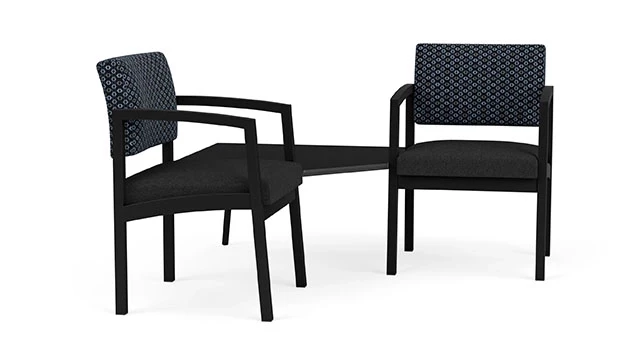 Night Sky Fabric Back - Black Vinyl Seat - Black Frame