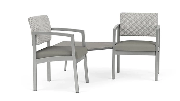 Frost Fabric Back - Dove Vinyl Seat - Silver Frame