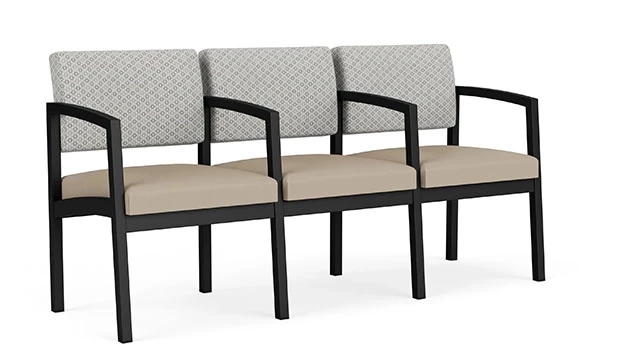 Frost Fabric Back - Concrete Vinyl Seat - Black Frame