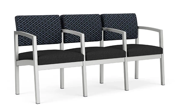 Night Sky Fabric Back - Black Vinyl Seat - Silver Frame