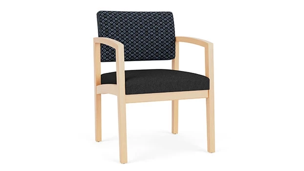 Night Sky Fabric Back - Black Vinyl Seat - Natural Wood Frame