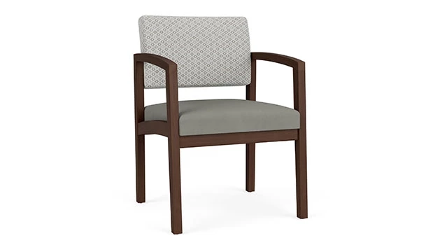 Frost Fabric Back - Dove Vinyl Seat - Riftwood Walnut Frame