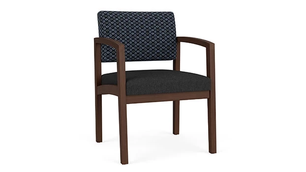 Night Sky Fabric Back - Black Vinyl Seat - Riftwood Walnut Frame