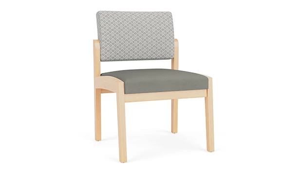 Frost Fabric Back - Dove Vinyl Seat - Natural Wood Frame