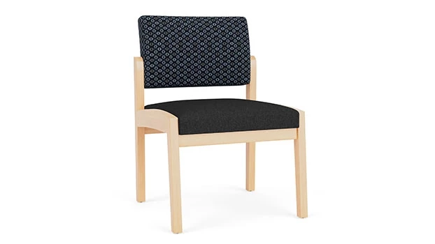 Night SkyFabric Back - Black Vinyl Seat - Natural Wood Frame