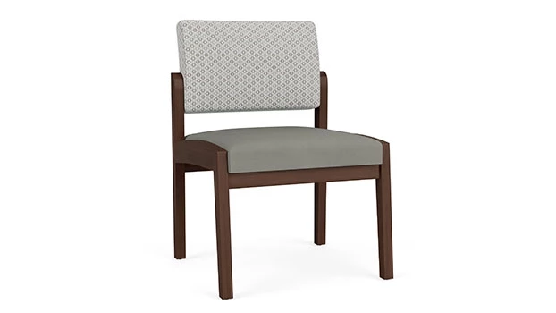 Frost Fabric Back - Dove Vinyl Seat - Riftwood Walnut Frame
