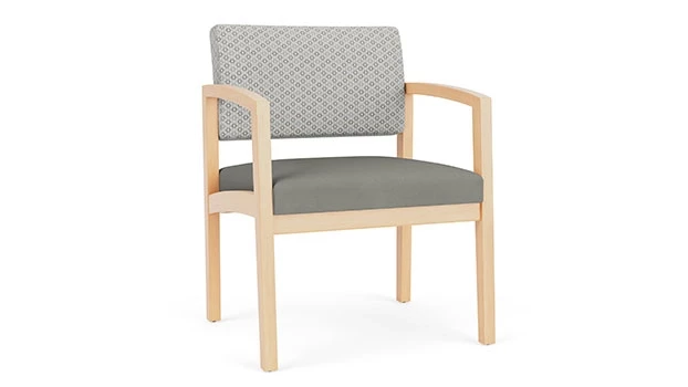 Frost Fabric Back - Dove Vinyl Seat - Natural Wood Frame