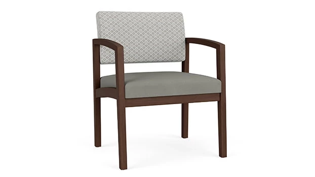 Frost Fabric Back - Dove Vinyl Seat - Riftwood Walnut Frame