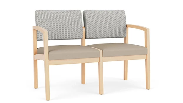 Frost Fabric Back - Concrete Vinyl Seat - Natural Wood Frame