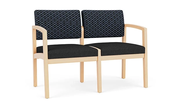 Night SkyFabric Back - Black Vinyl Seat - Natural Wood Frame