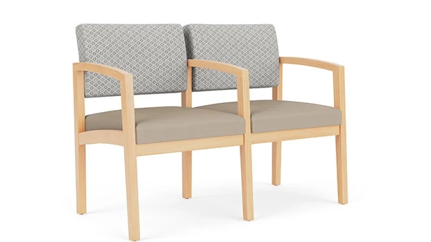 Frost Fabric Back - Concrete Vinyl Seat - Natural Wood Frame