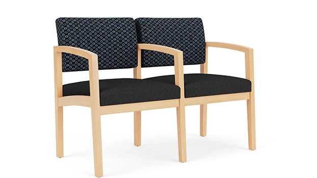 Night SkyFabric Back - Black Vinyl Seat - Natural Wood Frame