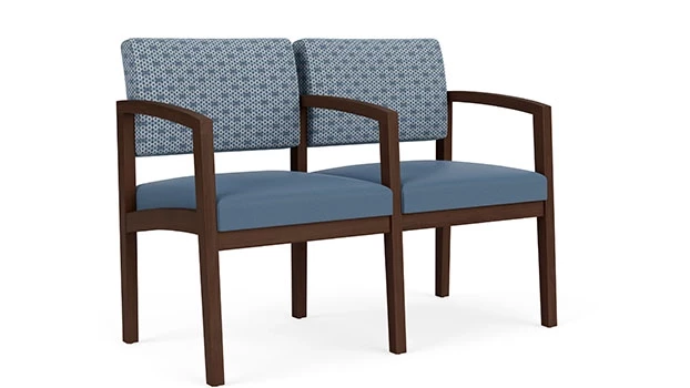 Rain Song Fabric Back - Titan Vinyl Seat - Riftwood Walnut Frame