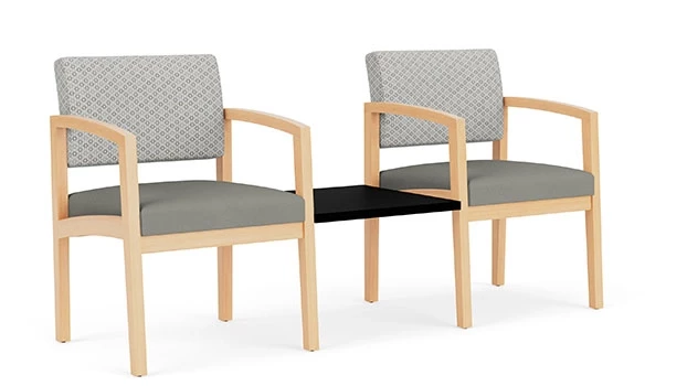 Frost Fabric Back - Dove Vinyl Seat - Natural Wood Frame