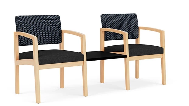 Night Sky Fabric Back - Black Vinyl Seat - Natural Wood Frame