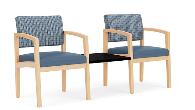 Rain Song Fabric Back - Titan Vinyl Seat - Natural Wood Frame