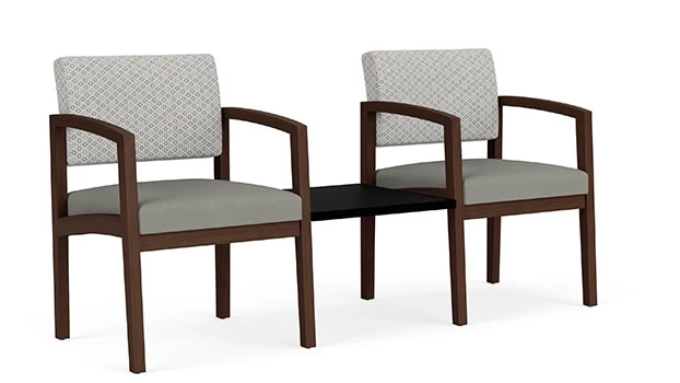 Frost Fabric Back - Dove Vinyl Seat - Riftwood Walnut Frame