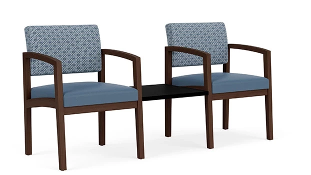 Rain Song Fabric Back - Titan Vinyl Seat - Riftwood Walnut Frame