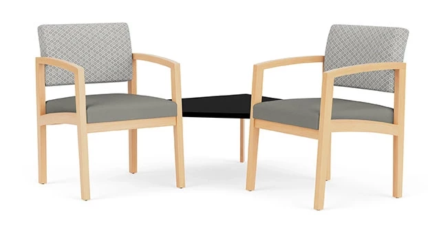 Frost Fabric Back - Dove Vinyl Seat -Natural Wood Frame