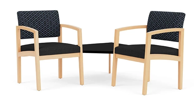 Night Sky Fabric Back - Black Vinyl Seat - Natural Wood Frame