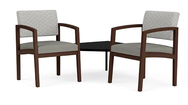 Frost Fabric Back - Dove Vinyl Seat - Riftwood Walnut Frame