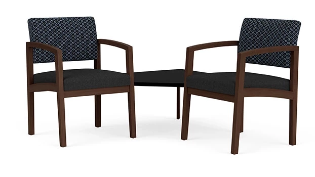 Night Sky Fabric Back - Black Vinyl Seat -Riftwood Walnut Frame