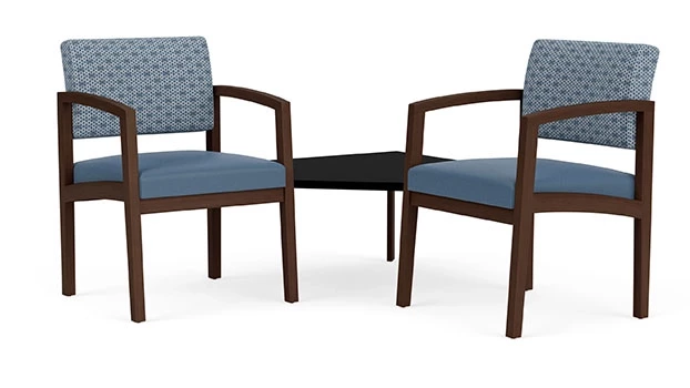 Rain Song Fabric Back - Titan Vinyl Seat - Riftwood Walnut Frame