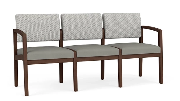 Frost Fabric Back - Dove Vinyl Seat - Riftwood Walnut Frame