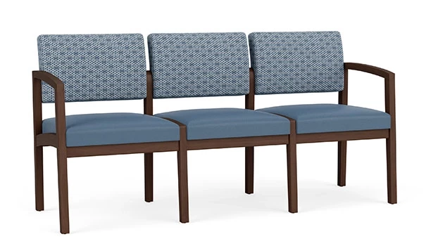 Rain Song Fabric Back - Titan Vinyl Seat - Riftwood Walnut Frame