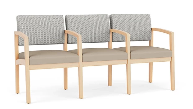 Frost Fabric Back - Concrete Vinyl Seat - Natural Wood Frame