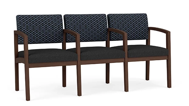 Night Sky Fabric Back - Black Vinyl Seat - Riftwood Walnut Frame