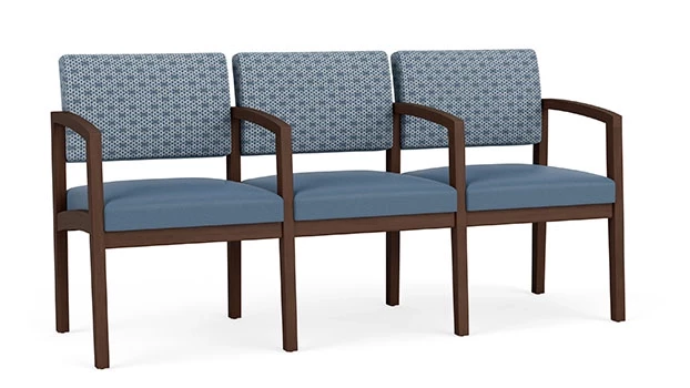 Rain Song Fabric Back - Titan Vinyl Seat - Riftwood Walnut Frame