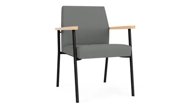 Asteroid Open House Fabric / Black Steel Finish / Natural Maple Armrests