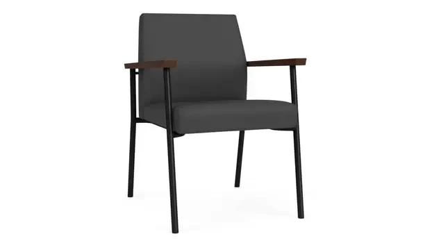 Graphite Dillon Polyurethane / Black Steel Finish / Riftwood Walnut Armrests