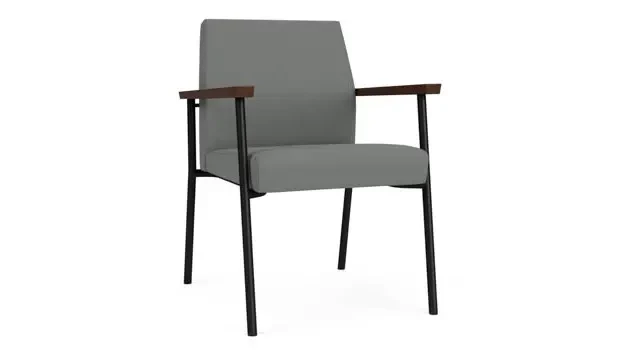 Asteroid Open House Fabric / Black Steel Finish / Riftwood Walnut Armrests