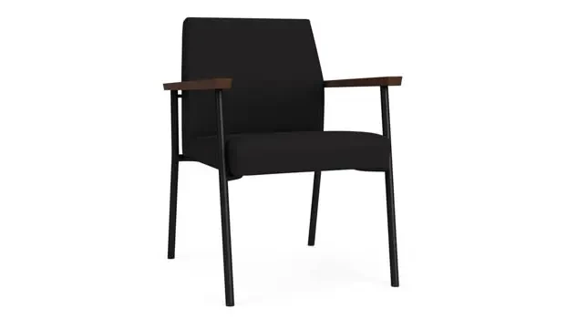 Black Open House Fabric / Black Steel Finish / Riftwood Walnut Armrests