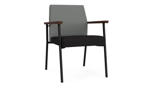 Asteroid Open House Fabric / Black Open House Fabric / Black Steel Finish / Riftwood Walnut Arm Cap