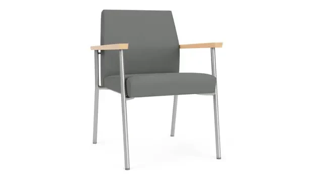 Asteroid Open House Fabric / Silver Finish / Natural Maple Armrests