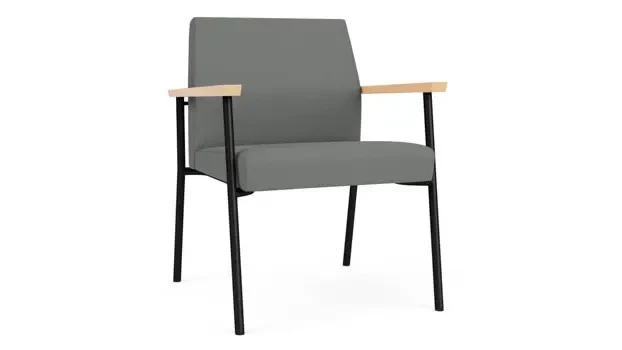 Asteroid Open House Fabric / Black Steel Finish / Natural Maple Armrests