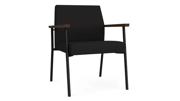 Black Open House Fabric / Black Steel Finish / Riftwood Walnut Armrests