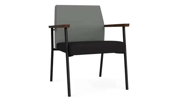 Asteroid Open House Fabric / Black Open House Fabric / Black Steel Finish / Riftwood Arm Cap