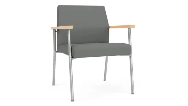 Asteroid Open House Fabric / Silver Finish / Natural Maple Armrests