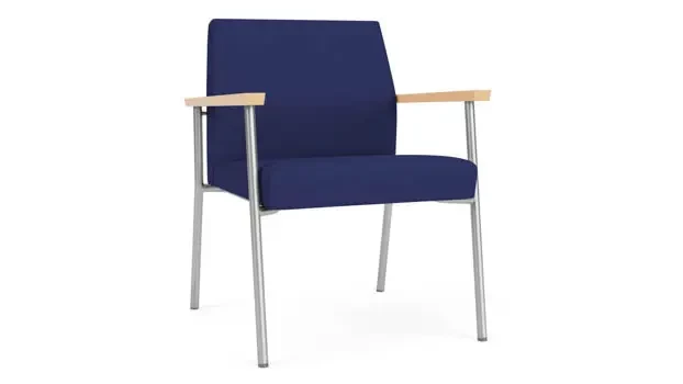 Cobalt Open House Fabric / Silver Finish / Natural Maple Armrests