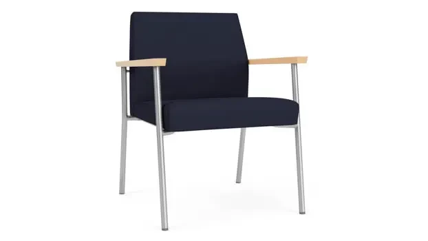 Navy Open House Fabric / Silver Finish / Natural Maple Armrests